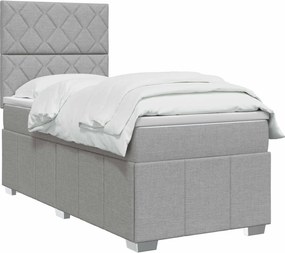 vidaXL Κρεβάτι box spring με στρώμα Ανοιχτό γκρι 100 x 200 cm Ύφασμα