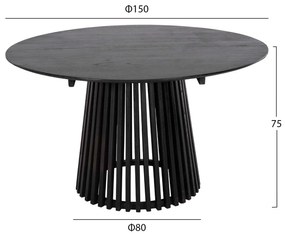 ΤΡΑΠΕΖΙ ΤΡΑΠΕΖΑΡΙΑΣ FRANTZ HM9457.12 ΜΑΣΙΦ MINDI ΞΥΛΟ ΣΕ ΜΑΥΡΟ Φ150x75Υεκ