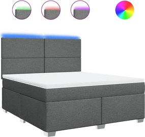 vidaXL Κρεβάτι Boxspring με Στρώμα Σκούρο Γκρι 180x200 εκ Υφασμάτιν