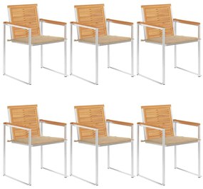 vidaXL Καρέκλες Κήπου 6 τεμ. από Μασίφ Ξύλο Teak με Μαξιλάρια