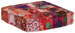 vidaXL Πουφ Patchwork Τετράγωνο Χειροπ. Κόκκινο 50x50x12 εκ. Βαμβάκι