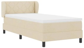 vidaXL Κρεβάτι box spring με στρώμα με στρώμα Κρεμ 90 x 190 cm ύφασμα