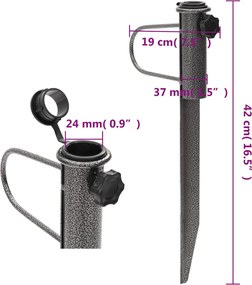 vidaXL Στηρίγματα Ομπρέλας με Ακίδες 2 τεμ. 19x42 εκ. Γαλβαν. Ατσάλι