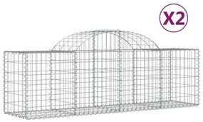 vidaXL Συρματοκιβώτια Τοξωτά 2 τεμ. 200x50x60/80 εκ. Γαλβαν. Ατσάλι