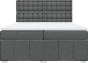 vidaXL Κρεβάτι Boxspring με Στρώμα Σκούρο Γκρι 200x200 εκ. Υφασμάτινο