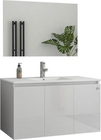 Drop Verona 90 Slim White Gloss 92x47 - Πάγκος με Νιπτήρα &amp; Καθρεφτης