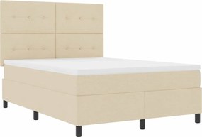 vidaXL Κρεβάτι με ελατήρια με στρώμα Κρεμ 140 x 200 cm ύφασμα