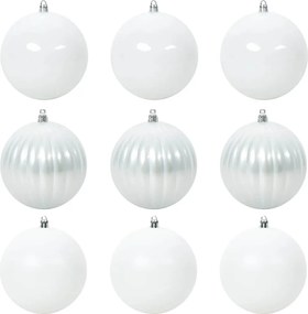 vidaXL Σετ Χριστουγεννιάτικων Μπαλονιών XL 9 τμχ. LED Λευκό Ø 15 εκ.
