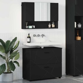 vidaXL Σετ Επίπλων Μπάνιου με συρτάρι 2 pcs Μαύρο 76,5 x 35 x 64 εκ