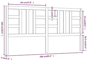 vidaXL Κεφαλάρι Κρεβατιού 206 x 4 x 100 εκ. από Μασίφ Ξύλο Πεύκου