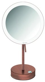 Καθρέπτης Μεγεθυντικός x3 Led Μπαταρίας 4xAA Επικαθήμενος Ø20xH36,5 cm Old Copper Mat Sanco Cosmetic Mirrors MRLED-903-M26