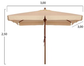 ΟΜΠΡΕΛΑ ΕΠΑΓΓΕΛΜΑΤΙΚΗ WALLER 3,00X3,00X2,50Y ΜΕ ΞΥΛΙΝΟ ΣΚΕΛΕΤΟ HM6022 ΜΠΕΖ