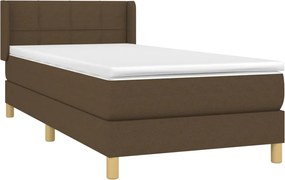 vidaXL Κρεβάτι Boxspring με Στρώμα Σκούρο Καφέ 90x200 εκ. Υφασμάτινο