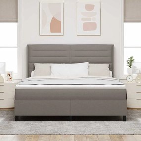 vidaXL LED Κρεβάτι με βάθρο με στρώμα Taupe 180 x 200 cm ύφασμα