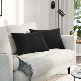 vidaXL Μαξιλάρι Καναπέ 2 τμχ. Βελούδο Μαύρο 60 x 40 cm