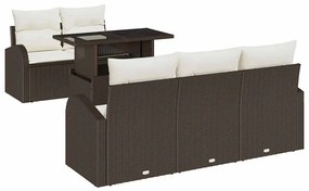 vidaXL Σετ Καναπέ Κήπου 6 pcs Καφέ 100 x 55 x 73 εκ Πολυ ράταν