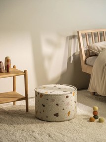 Terrazzo Πουφ Σκαμπο Υφασμα Μπουκλε / Σενιλ Υπόλευκο