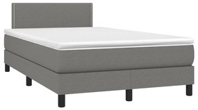 Κρεβάτι Boxspring με Στρώμα Σκούρο Γκρι 120x200 εκ. Υφασμάτινο - Γκρι