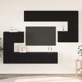 vidaXL Σετ επίπλου τηλεόρασης 8 pcs Μαύρη Οξυά Επεξεργασμένο ξύλο