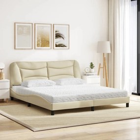 vidaXL Κρεβάτι με Στρώμα Hvar Κρεμ 180x200 εκ. Υφασμάτινο