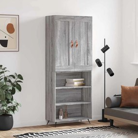 vidaXL Ντουλάπι Γκρι Sonoma 69,5 x 34 x 180 εκ. Επεξεργασμένο Ξύλο