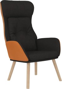 vidaXL Πολυθρόνα Relax Μαύρο από Συνθετικό Δέρμα &amp; Υφασμα με Υποπόδιο