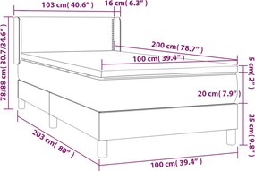 vidaXL Κρεβάτι Boxspring με Στρώμα Σκούρο Γκρι 100x200 εκ. Υφασμάτινο