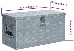 vidaXL Κουτί Αποθήκευσης Ασημί 61,5 x 26,5 x 30 εκ. Αλουμινίου