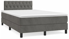 vidaXL Κρεβάτι Boxspring με Στρώμα Σκούρο Γκρι 120x190 εκ. Βελούδινο