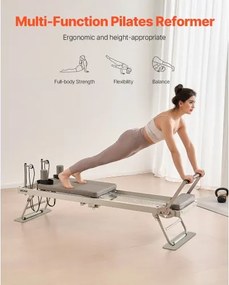 VEVOR Foldable Pilates Reformer Pilates Machine Home Gym Workout Equipment