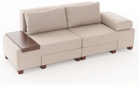 Καναπές - κρεβάτι πολυμορφικός Perenna Megapap τριθέσιος υφασμάτινος χρώμα κρεμ 233x93x83εκ.