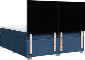 vidaXL Κρεβάτι Boxspring με Στρώμα Μπλε 200x200 εκ. Υφασμάτινο
