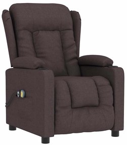 vidaXL Πολυθρόνα Μασάζ Ηλεκτρική Σκούρο Καφέ Υφασμάτινη