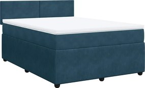 vidaXL Κρεβάτι Boxspring με Στρώμα Μπλε 160x200 εκ. Βελούδινο
