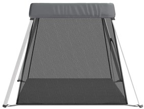 vidaXL Παρκοκρέβατο Βρεφικό Σκούρο Γκρι από Λινό Ύφασμα με Στρώμα