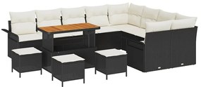 vidaXL Σετ Καναπέ Κήπου Ρυθμιζόμενο ύψος 13 pcs Μαύρο συνθετικό ρατάν