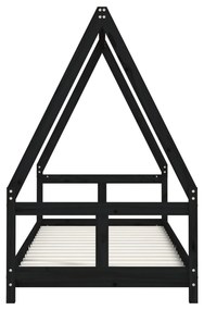 Πλαίσιο Παιδικού Κρεβατιού Μαύρο 80 x 200 εκ. Μασίφ Ξύλο Πεύκου - Μαύρο