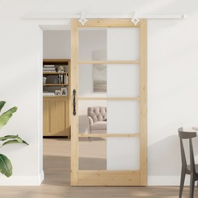 vidaXL Συρόμενη Πόρτα με Σετ Υλικών 93x202 εκ. Μασίφ Ξύλο Πεύκου