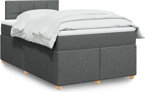 vidaXL Κρεβάτι Boxspring με Στρώμα Σκούρο Γκρι 120x200 εκ. Υφασμάτινο