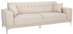 Καναπές Βελούδινος 3Θέσιος 88030 236x86x85cm Cream-Silver Μέταλλο,Ύφασμα