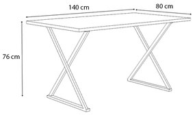 Τραπέζι Bette Megapap μεταλλικό - μελαμίνης χρώμα sonoma - ανθρακί 140x80x76εκ.