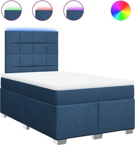vidaXL Κρεβάτι Boxspring με Στρώμα Μπλε 120x190 εκ. Υφασμάτινο
