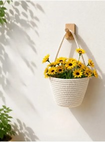 Stewehome μίνι ψάθινο καλάθι με τεχνητό ηλιοτρόπιο