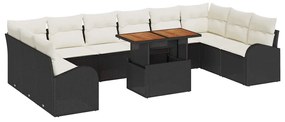 vidaXL Σετ Καναπέ Κήπου με μαξιλάρι 11 pcs Μαύρο και κρεμ