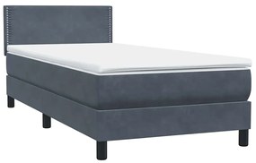 Κρεβάτι Boxspring με Στρώμα Σκούρο Γκρι 100x210 εκ. Βελούδινο - Γκρι