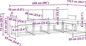 vidaXL Σειρά Καναπέ Εξωτερικού 5 pcs Φυσικό και Μπεζ Πολυεστέρας