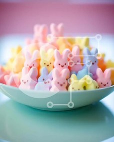 Intra Συλλεκτικό Ξύλινο Παζλ Plywood  4mm - Πολύχρωμο Marshmallow Peeps στο μπολ Σε Ξύλινο Κουτί - Διαστάσεις: 10x10 cm – 25 κομμάτια