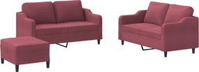vidaXL Πολυθρόνες Σετ 3 Τεμαχίων Μπορντό από Ύφασμα με Μαξιλάρια