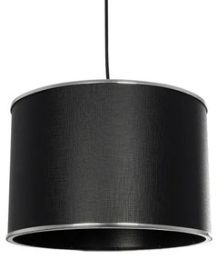ELECTRA 203-0111 Μοντέρνο Κρεμαστό Φωτιστικό Καπέλο Μονόφωτο 1 x E27 IP20 Mαύρο Ύφασμα με Ασημί Μέταλλο-Μ30 x Π30 x Globostar-20 203-0111