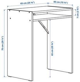 TORALD γραφείο με ραφιέρα, 65x40 cm 904.939.55